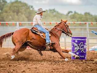 Emerald's Leanne Caban is not only running barrel racing workshops locally, she will be riding in Monday's Mitchell Rodeo. Picture: Purple Fairy Imagery/Cherie Reev