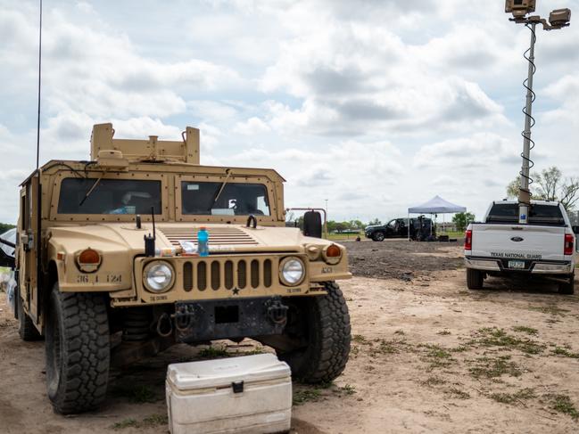 A Texas surveillance truck used to monitor illegal migrant crossings in Eagle Pass. Picture: Sergio Flores