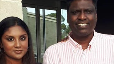 Vanisre Rajasegeran and dad Raj Manikam at her recent Year 12 graduation from Brauer College, in Warrnambool. Picture: Facebook