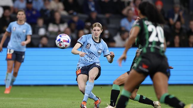 Cortnee Vine of Sydney FC take shoot a goal during the A-League Women's Grand Final