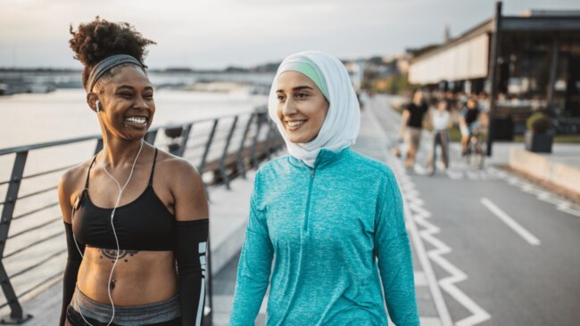 Pounding the pavement before bed can help silence those ruminating evening thoughts. Image: Getty