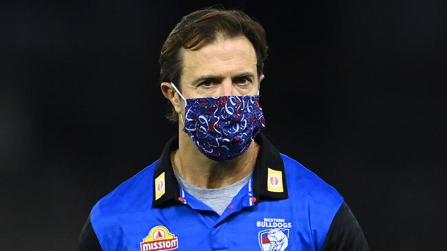 Bulldogs head coach Luke Beveridge says the club’s travel plans face an uncertain future. Picture: Quinn Rooney/Getty Images