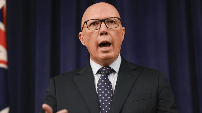 Leader of the Opposition Peter Dutton has called for an independent inquiry into when Prime Minister Anthony Albanese was briefed on the Dural caravan plot. Picture: NewsWire/Martin Ollman