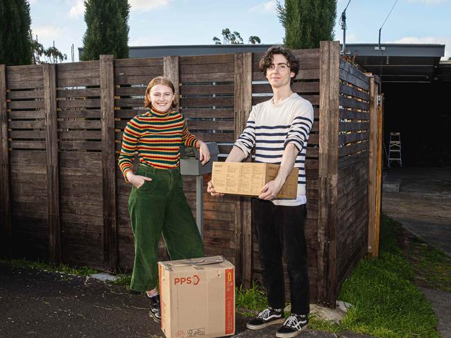 Megan Oliver and Alex Wenn got the keys to their first home today. Picture: Linda Higginson