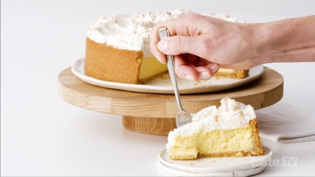 Baked lemon and coconut meringue cheesecake