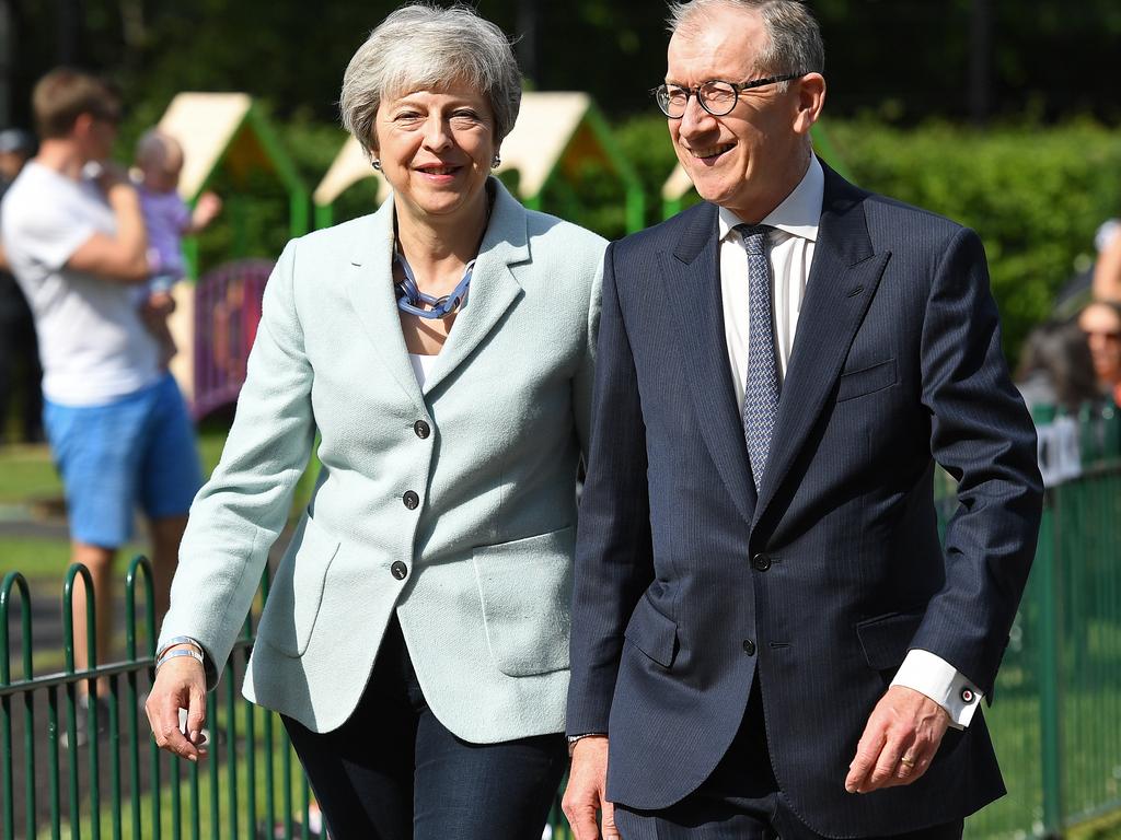 Calls for Mrs May, pictured with husband Philip, to step down as Prime Minister had grown deafening after she repeatedly failed to pass her Brexit deal. Picture: Leon Neal/Getty Images