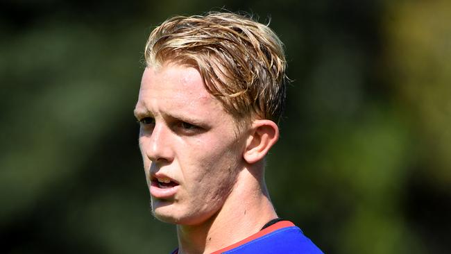 8/1/19 Knights player Phoenix Crossland during a training session at Wests at Mayfield in Newcastle. Tracey Nearmy/Daily Telegraph