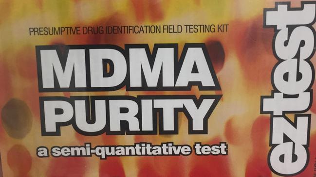 MDMA purity test kit people can buy to test how strong a cap or pill is. Picture: Derrick Krusche