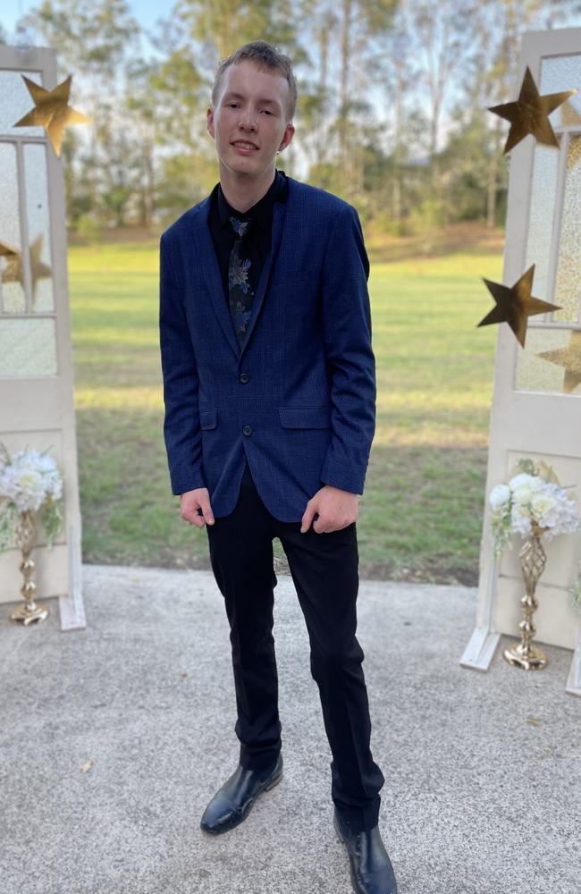 Lucas Mason arrives at the 2024 Gympie State High School graduation formal.