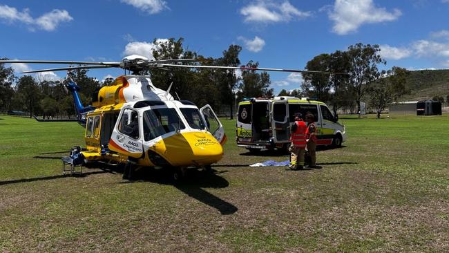 A man was flown to hospital after a car crashed into a ditch on the Bruce Highway at Machine Creek.