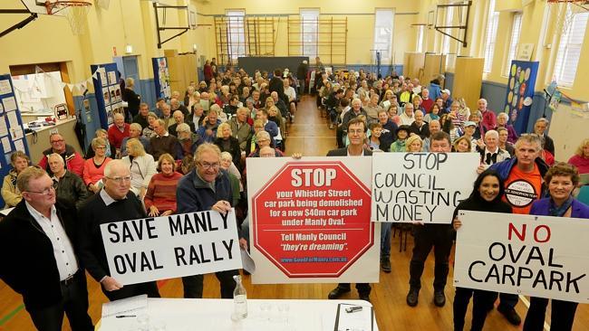 Residents met on Sunday to discuss concerns about the Manly Oval carpark plan. Photo: Adam Ward