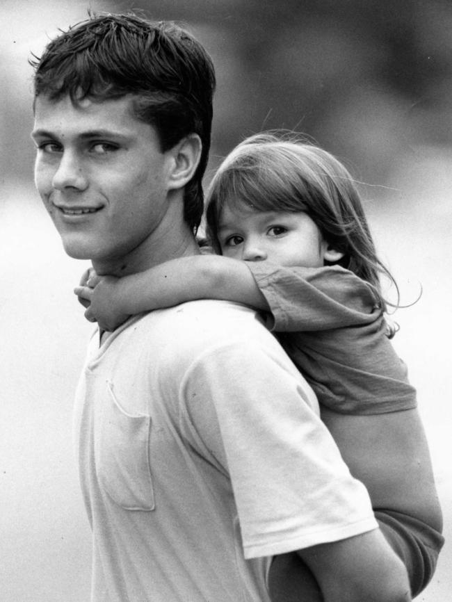 Gavin Wanganeen, aged 16, with his sister Rebekah, in 1990. Picture: Chris Picton