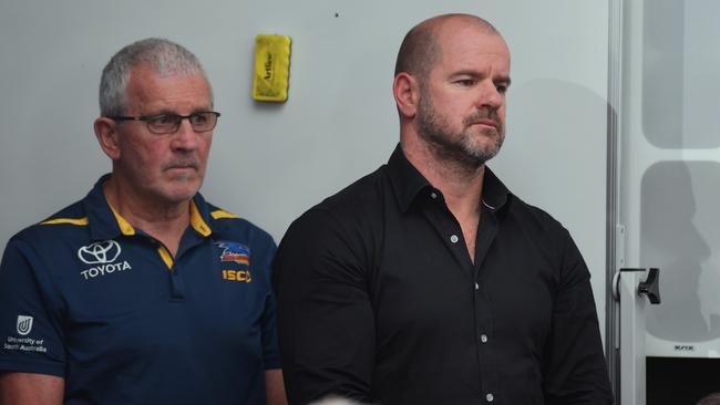 Adelaide Crows football director Mark Ricciuto (right) said his comments about ex-Crows players were never intended as an insult. Picture: Mark Brake/Getty Images