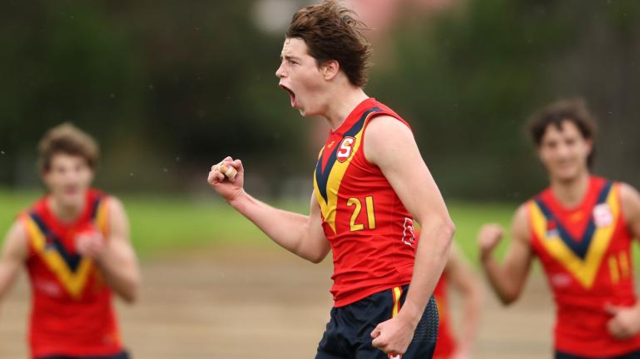 South Australian prospect Mattae Phillipou was rumoured to be a target of the Bombers, but ultimately fell to the Saints at 10. (Photo by Sarah Reed/AFL Photos via Getty Images)