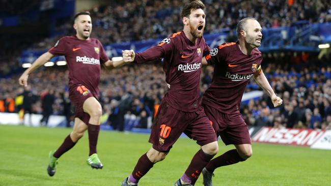 Barcelona's Lionel Messi celebrates.