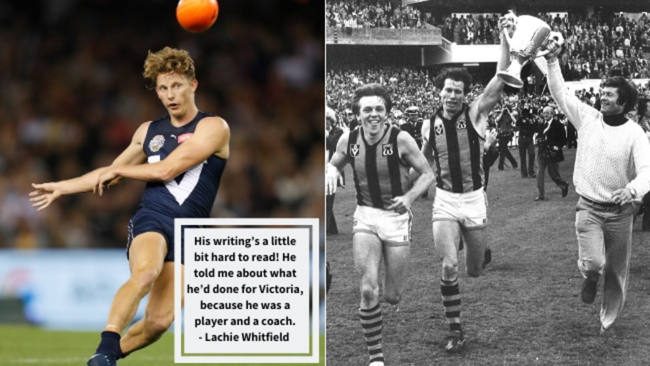 Lachie Whitfield received a letter from AFL great David Parkin.