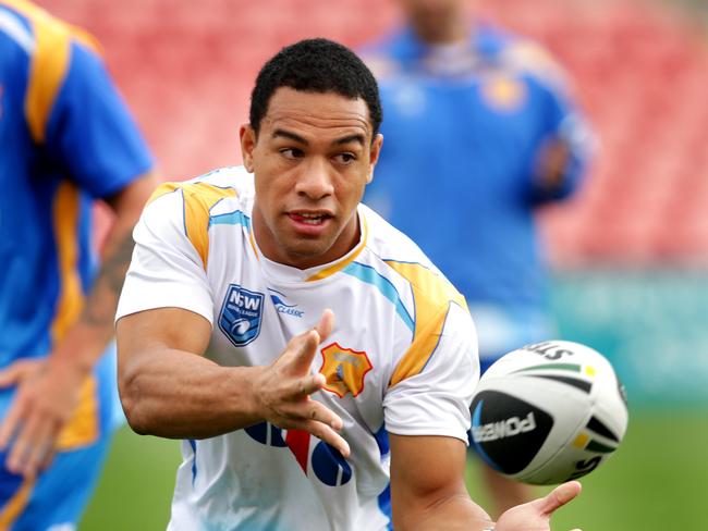 Will Hopoate passes during City Origin training at Sportingbet Stadium, Penrith .Picture Gregg Porteous