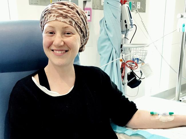 Libby Hill in hospital having her chemo treatment.