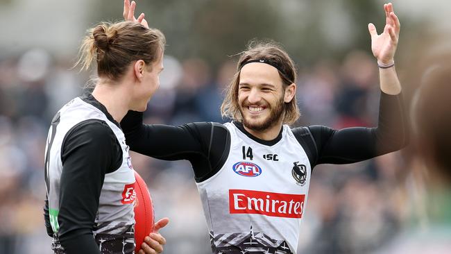 Tom Langdon and James Aish share a laugh. Picture: Michael Klein