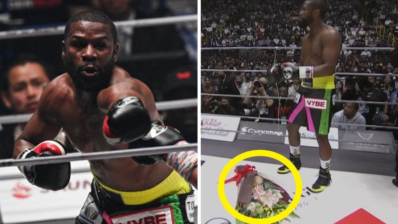 ‘Disrespect’: Boxing world loses it over bizarre flower stunt on Floyd Mayweather