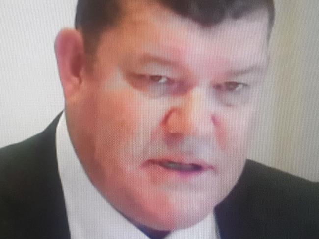 James Packer giving evidence to the NSW casino inquiry on October 6, 2020. Supplied pic