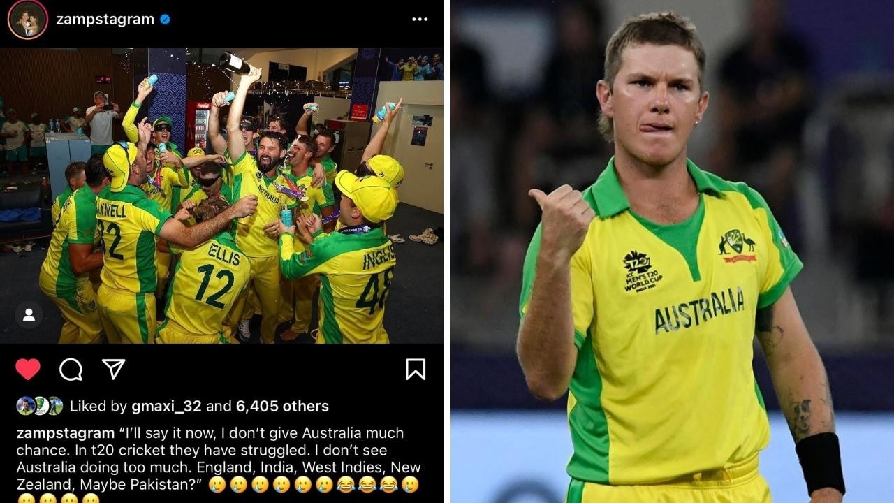 Adam Zampa went savage. Photo: Instagram, @zampstagram, AFP, Aamir Qureshi.