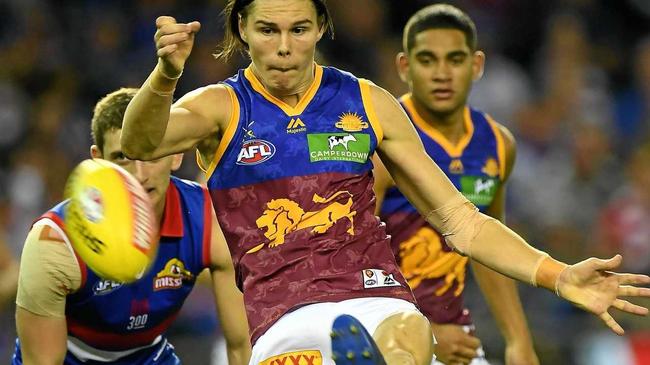 IMPRESSIVE: Eric Hipwood for the Lions, against the Bulldogs, at Etihad Stadium in Melbourne on Saturday. Picture: JULIAN SMITH