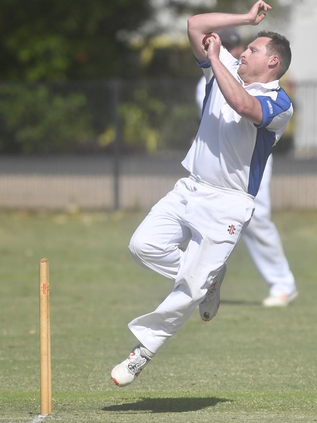 Rohan Hackett bowls for Tucabia-Copmanhurst at Lower Fisher Park.