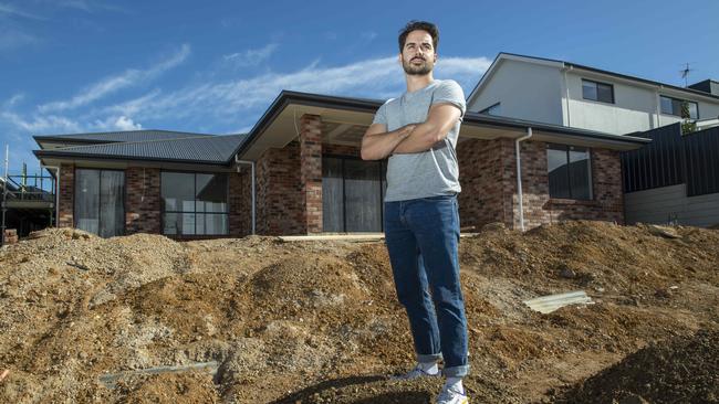 Dave Treasure at his Mount Barker home where he has lost nearly $50,000 after hiring failed concrete firm Adelaide Exposed Concrete. Picture Mark Brake