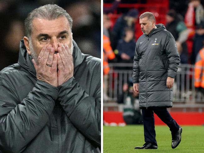 Ange Postecoglou looked lonely. Photo: AFP and Getty.