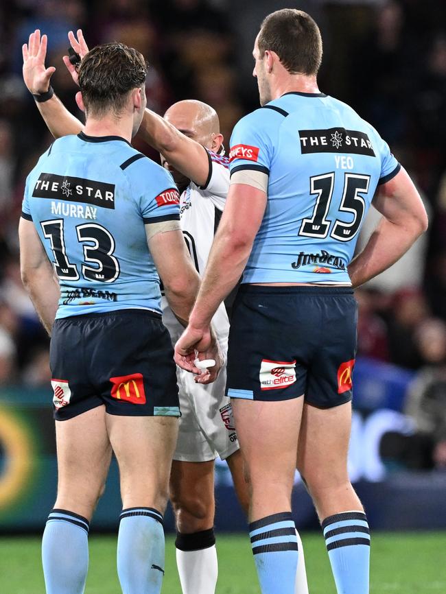 Cameron Murray joins him in the bin. Picture: Bradley Kanaris/Getty Images