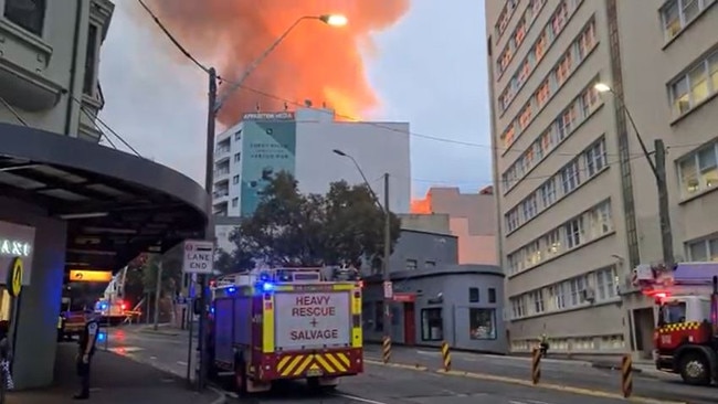 The huge fire brought Sydney's Surry Hills to a standstill. Picture: Nathan Schmidt/ NCA NewsWire