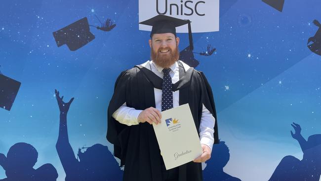 Nicholas Peet at the University of Sunshine Coast graduation ceremony.