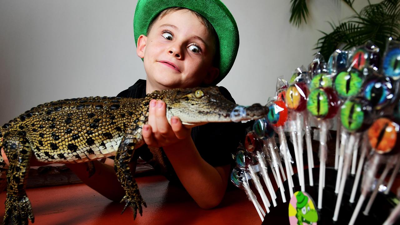 Seven-year-old entrepreneur Angus Walters is taking Darwin by storm with his 'Croc Candy' lollies. Picture: Justin Kennedy