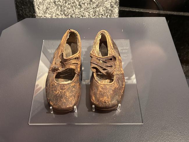 Shoes belonging to a young victim of the Titanic, in Halifax’s Maritime Museum of the Atlantic.