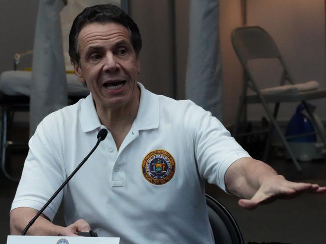 New York Governor Andrew Cuomo announced on Friday local time the state death toll saw its single-biggest increase. Picture: AFP