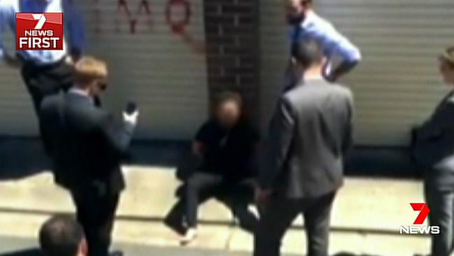 The arrests occured in a laneway. Picture: Seven News