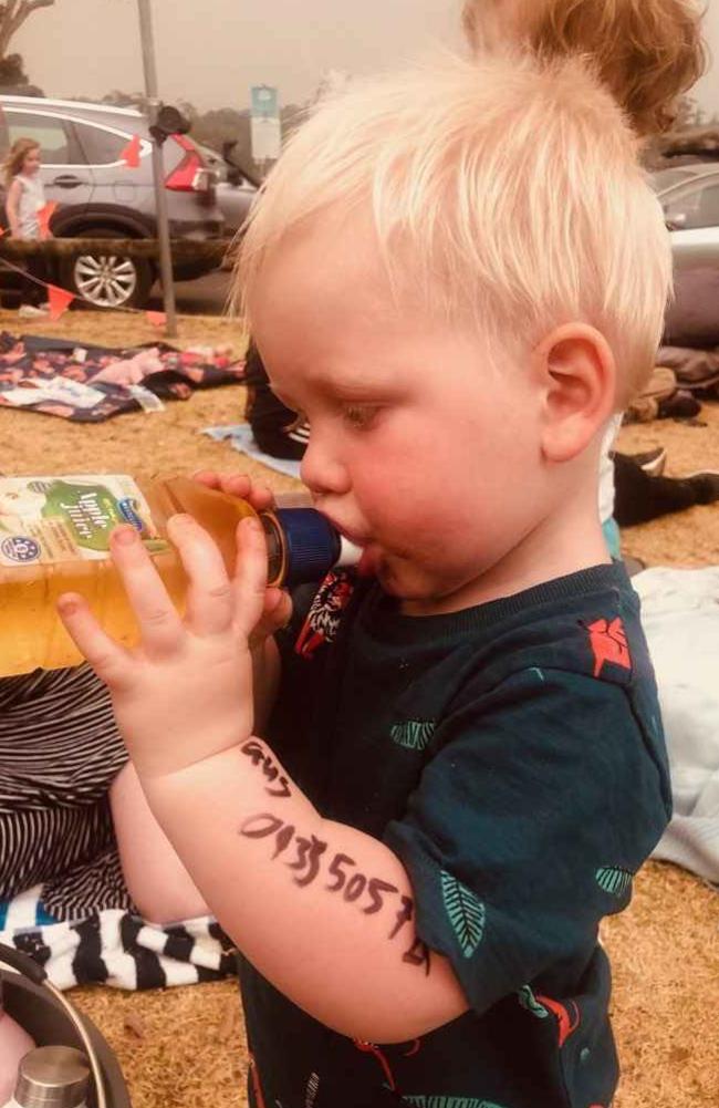 Laura Freeman’s son’s arm was marked with black marker in case they became separated.