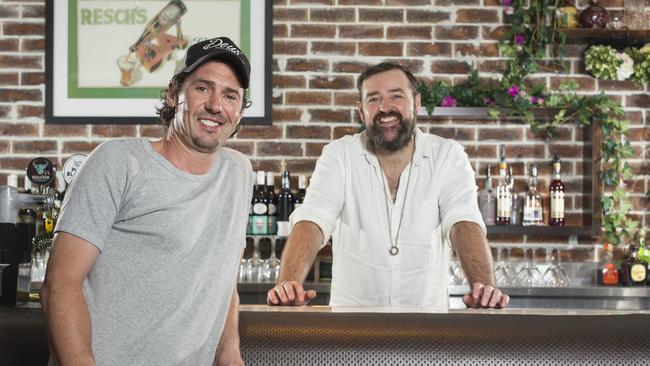 Celebrity chef Colin Fassnidge with business partner Clayton Ries. Picture: Matthew Vasilescu