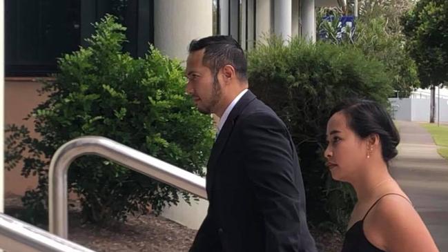 Carlito Raistrick arriving at Maroochydore District Court with his girlfriend.