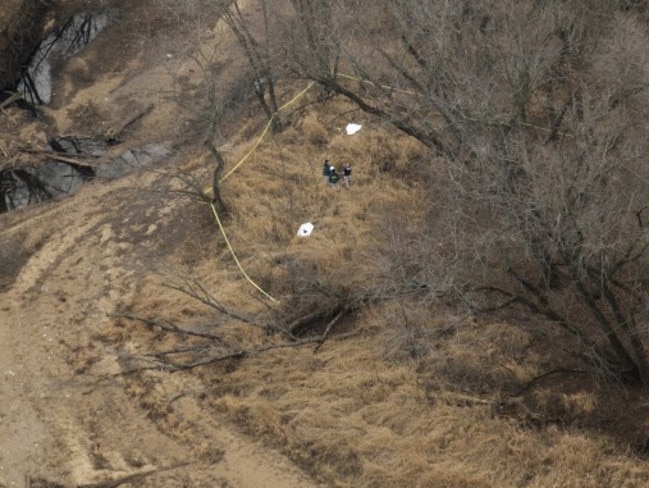 The site in Seven Bridges Park where hunters found the decomposed bodies of cousins Lyric Cook, 10 and Elizabeth Collins, eight, five months after they vanished from Evansdale, Iowa.