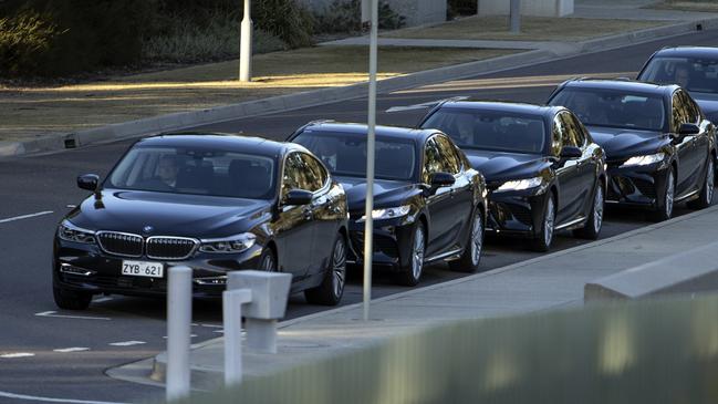 The new comcar fleet, including BMW sedans, in Canberra today. Picture: NCA NewsWire / Gary Ramage