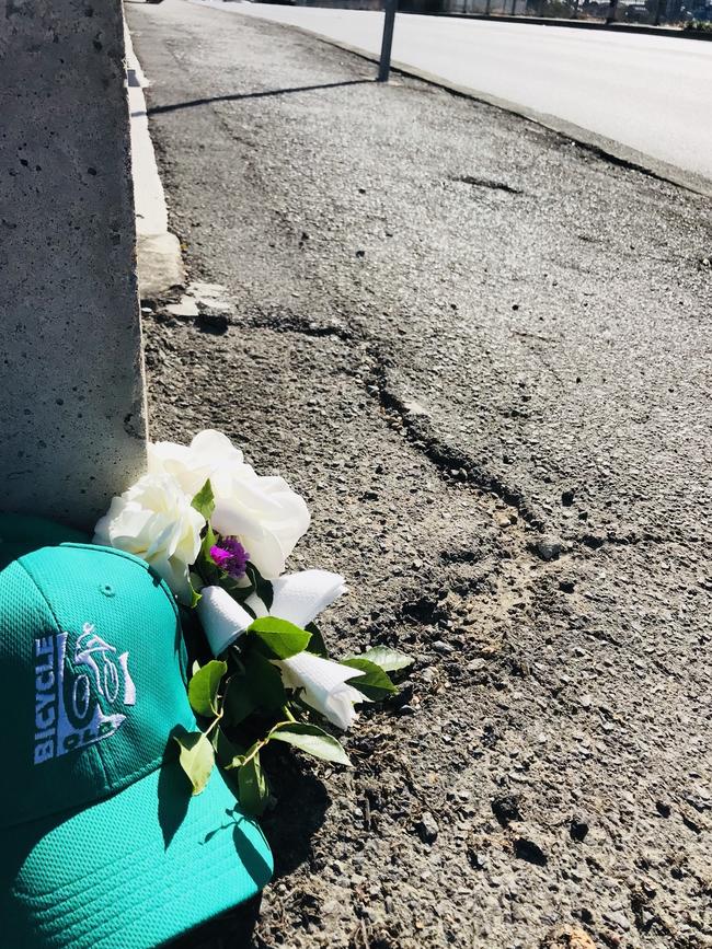 Bicycle Queensland's tribute at the site of an accident that killed a cyclist at Hudson Rd, Albion, on Aug. 10, 2018. PICTURE: BICYCLE QUEENSLAND