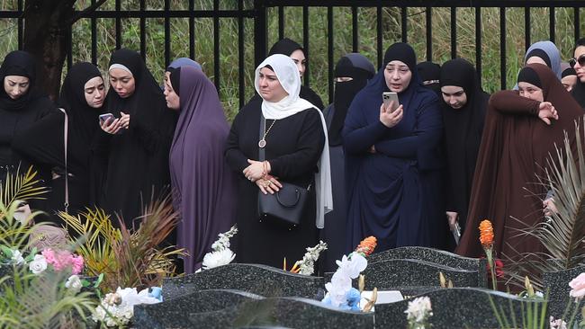 Mourners at the funeral of Omar Zahed, who was shot dead in Auburn this week.