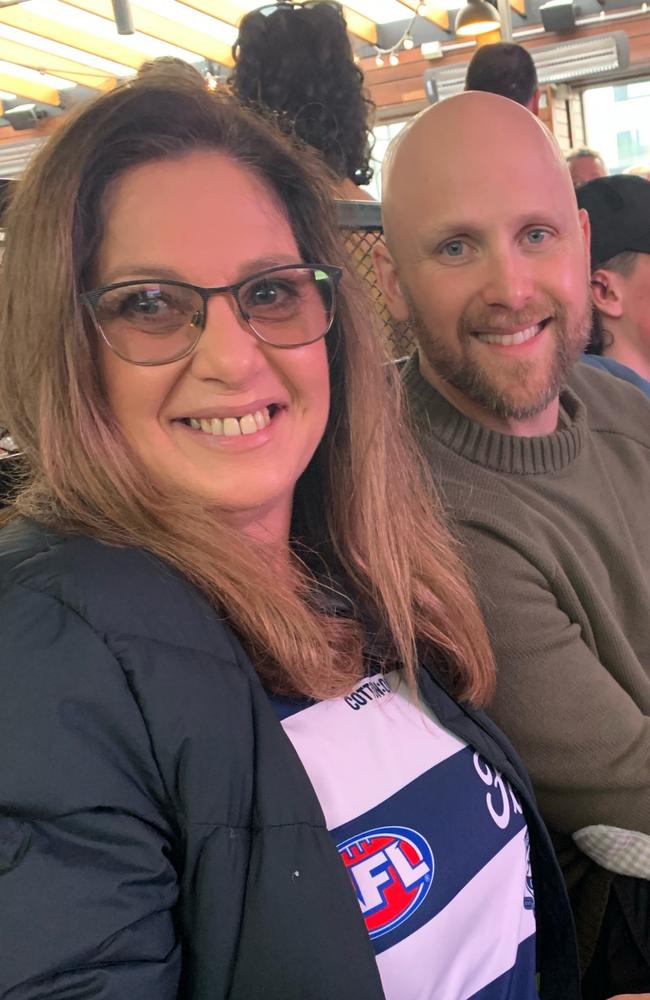 Bronwyn Briggs was overjoyed to meet Gary Ablett Jnr at the Sporting Globe in Geelong during the Cats preliminary final game against Brisbane.