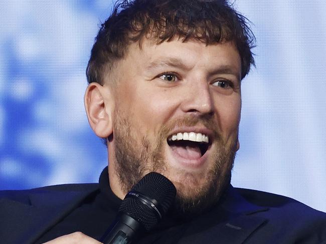 MELBOURNE, AUSTRALIA - DECEMBER 12: Dylan Alcott speaks during the 2022 Newcombe Medal at Crown Entertainment Complex on December 12, 2022 in Melbourne, Australia. (Photo by Daniel Pockett/Getty Images)