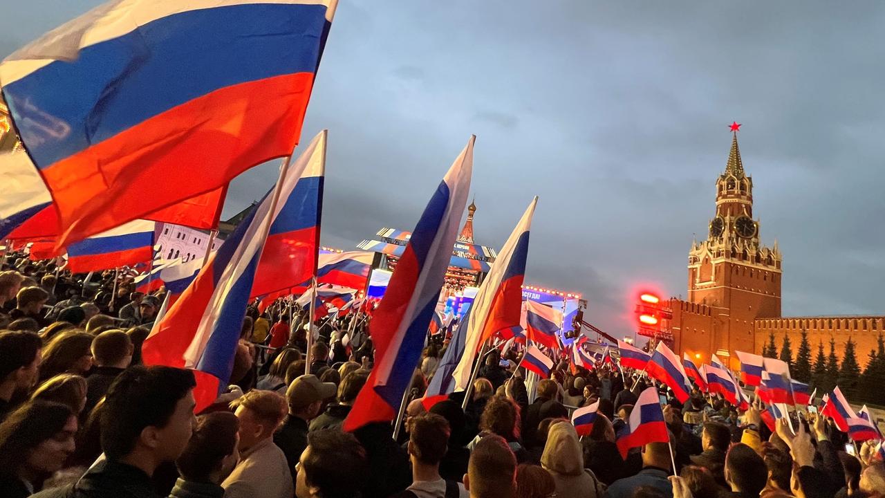 People attend a rally and concert in Moscow celebrating the annexation. Picture: AFP