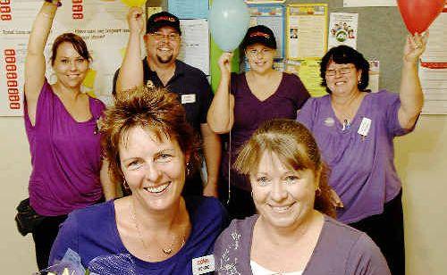 Coles employees celebrating long service milestones included front from left, Kerrie Campbell, and Kim McIntyre (both 25 years), and rear from left, Sharna Gordon (15 years), Brian McMillin (20 years), Tracey Williams (15 years), and Trisha Dynan (10 years).