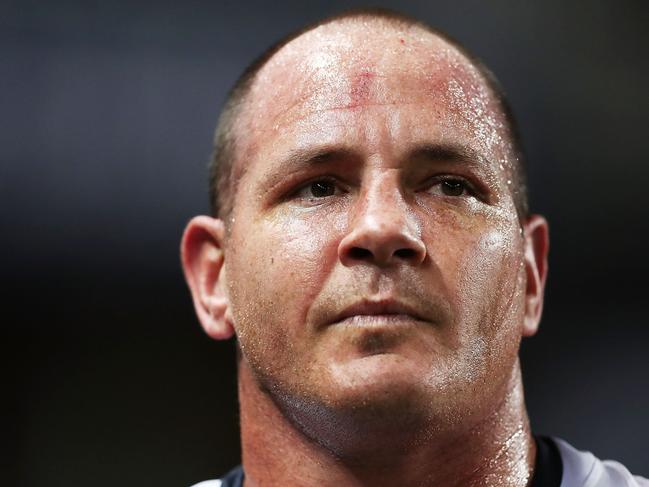 SYDNEY, AUSTRALIA - AUGUST 04:  Matt Scott of the Cowboys looks on during the round 21 NRL match between the Sydney Roosters and the North Queensland Cowboys at Allianz Stadium on August 4, 2018 in Sydney, Australia.  (Photo by Mark Metcalfe/Getty Images)