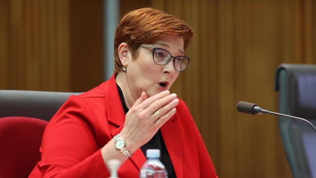 Senators Penny Wong and Marise Payne went head to head during Senate Estimates over the French submarines contract. Picture: NCA Newswire / Gary Ramage